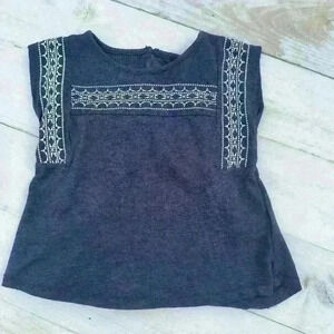 Old Navy Toddler Girls Blue Tribal Print Keyhole Back Short Sleeve Top Size 2T